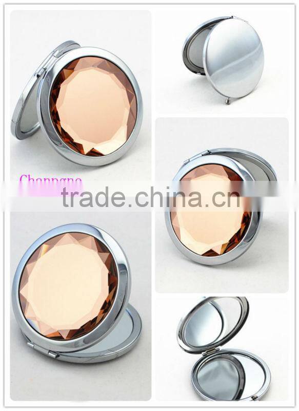 Fahion blue crystal pocket mirror cosmetic mirror compact mirror