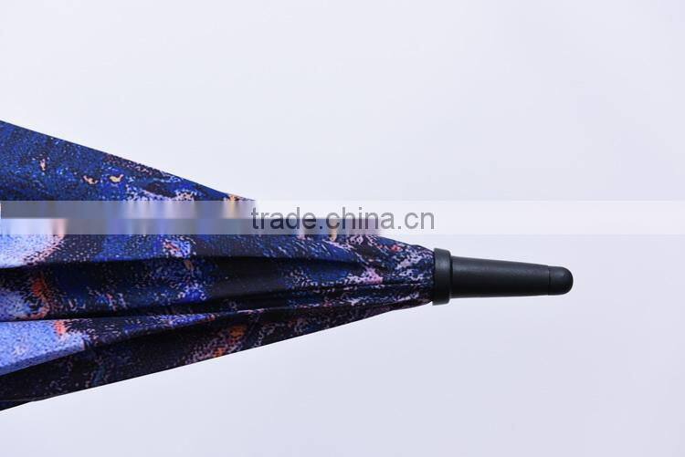 Automatic hot transfer printing canvas oil painting umbrella and windproof golf umbrella