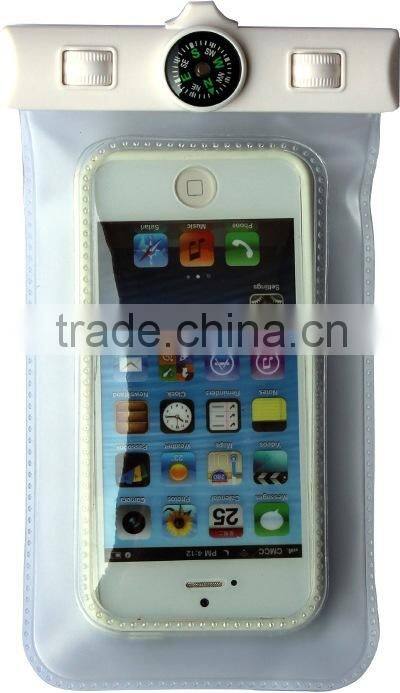 Swimming drifting diving pvc waterproof mobile phone pouch with thermometer