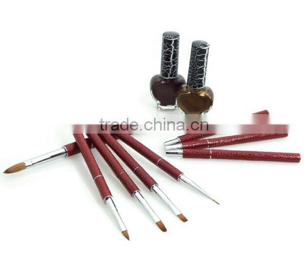 Professional kolinsky nail art brush with silver metal aluminum handle