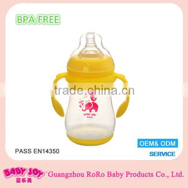 9oz 260ml large bottle baby plastic bottles wholesale bottle bank blue handle natural nipple