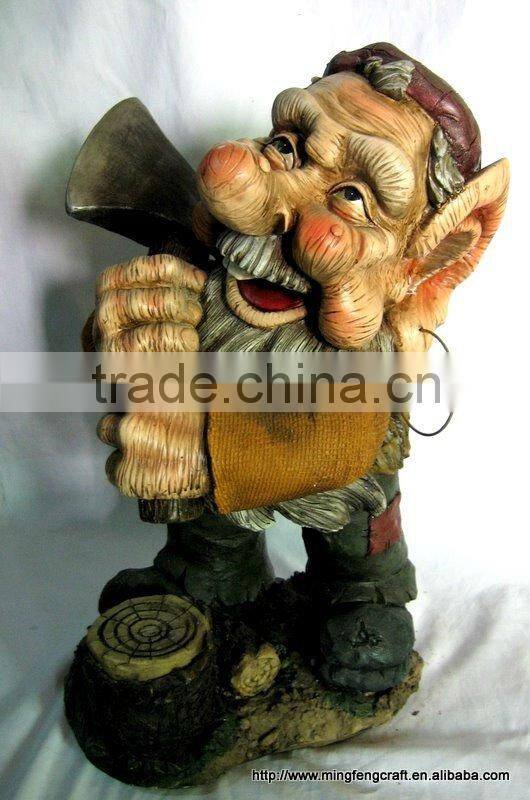 Polyresin Gnome With Axe Decoration Craft