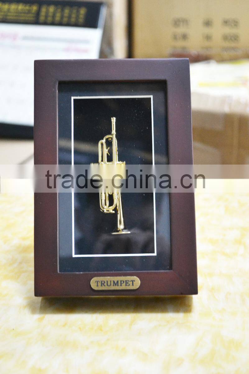 music gifts Cabinet Wood Box Trumpet Model Frame
