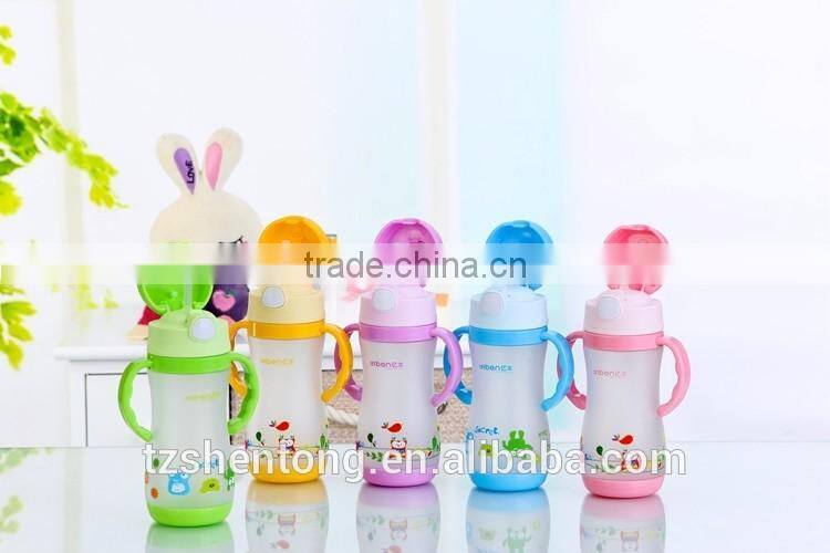Kids straw portable plastic drinking water bottle