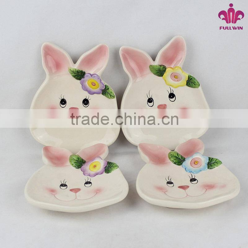 Candy ceramic plate with bunny design