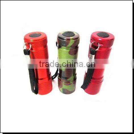 Aluminum 9 UV Solar LED Flashlight LED Torch