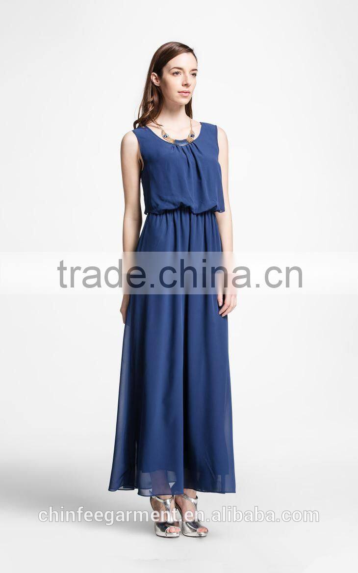 Casual Women Sleeveless Chiffon Maxi Dresses