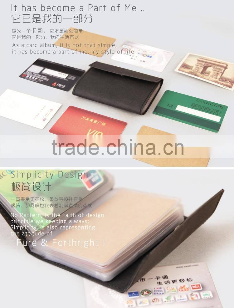 Waterproof Kraft Paper Cover PVC Pocket ID/Business Card Holder With Metal Button Closure
