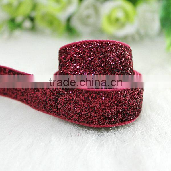 Wholesale Polyester Velvet Glitter Ribbon