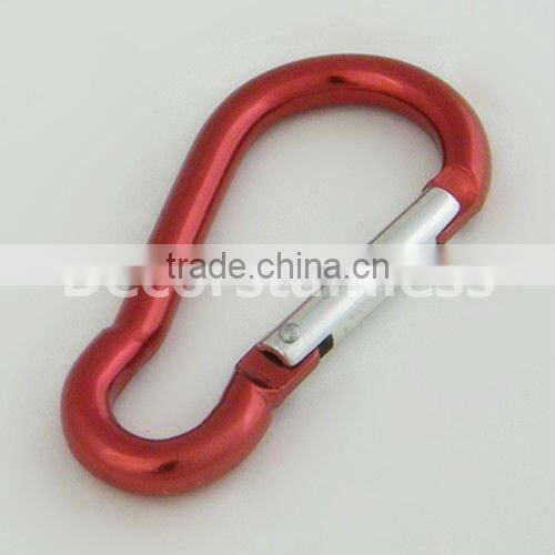 Aluminum carabiner spring snap hook D type with nut