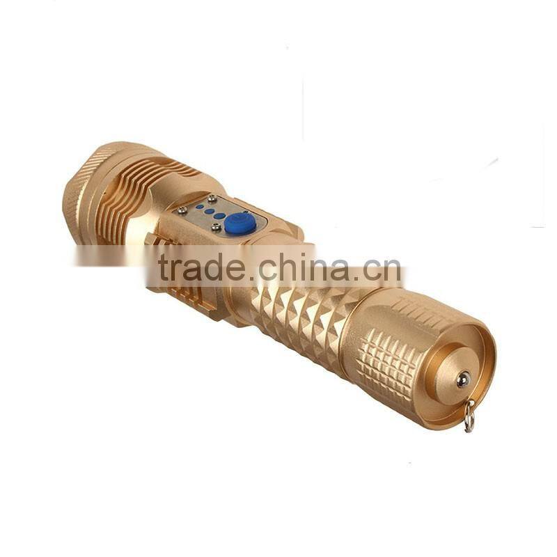 2015 Aluminum Material Strong Light High Powe USB Rechargeable 3.7V Flashlight
