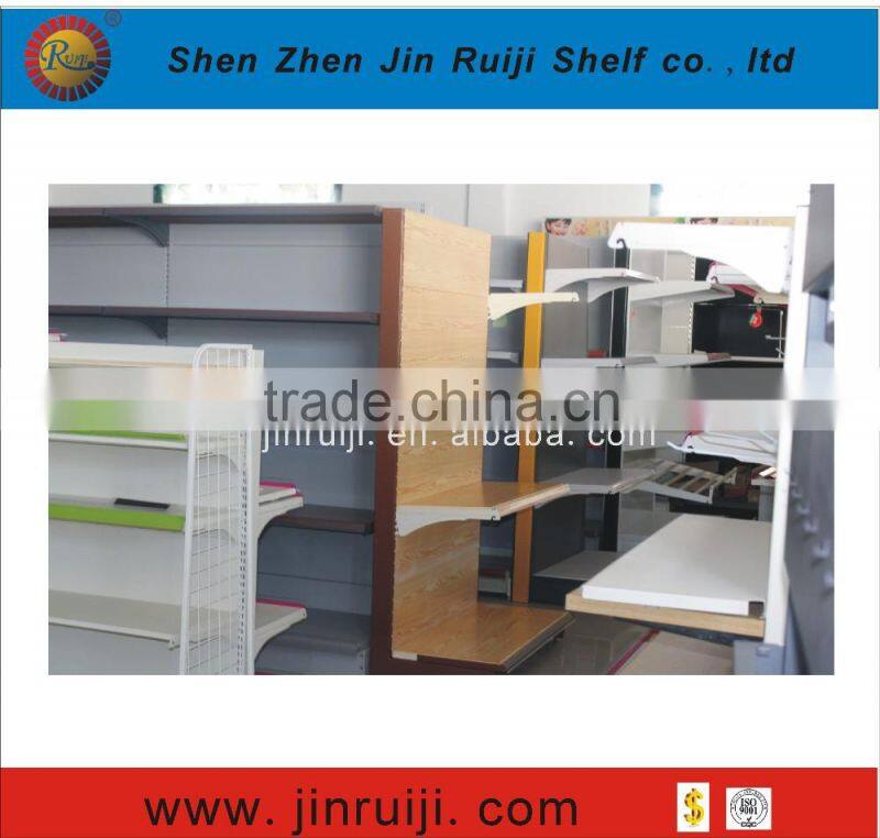Rack Supermarket type wood display shelf and storage