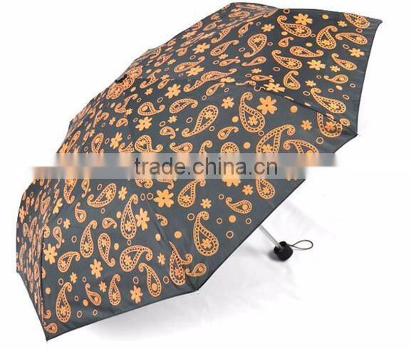 Aluminium shaft 3 folding panels print full color logo umbrellas