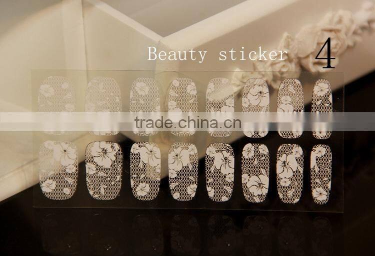 Beuaty sticker nail printing plate nail vinyl stencil white lace elegant nail wrap for beauty women