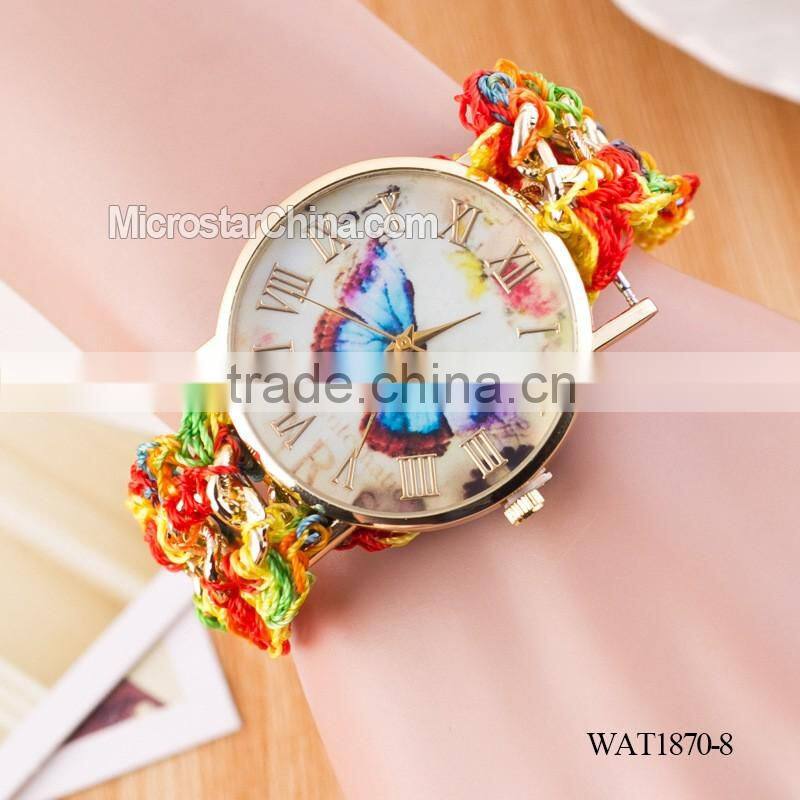 DIY hand made woven chain butterfly braided watch
