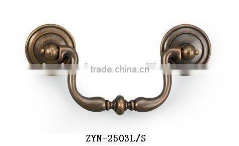 Vintage zinc alloy recessed cabinet handle with bronze colour
