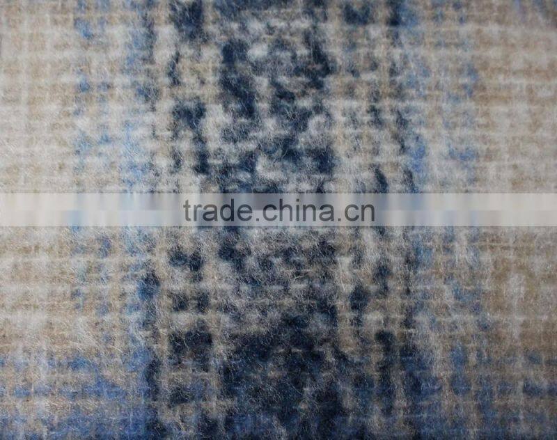 Fall winter thick scotch plaid brushed polyester acryilic blend wool fabric