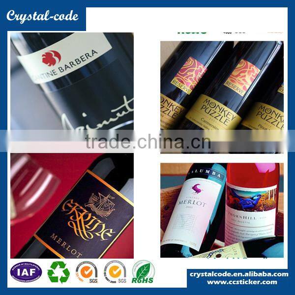 Good quality wine bottle plastic laminated perfume waterproof removable adhesive wine sticker