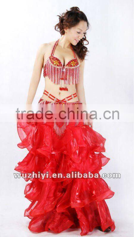 Sexy belly dance layered long skirt in performance/practice wear (QC1357)