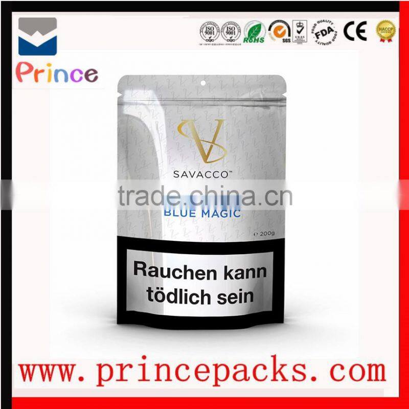 stand up tea zip lock packaging bag with heat seal printing aluminum foil tea packaging bag