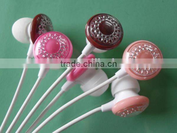 Crystal decoration ear phone for promotion samsung galaxy note