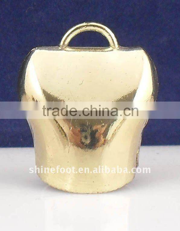 3.6inch keyring cowbell A4-C017 in gold plated with leather strap and fringes as souvenir (E136 )