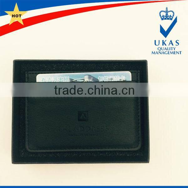 hot genuine leather card holder with 3 slots each side