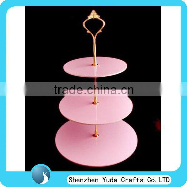 Customize pink wedding cake plates, acrylic cupcake stands, wholesale cake stands 3 tier
