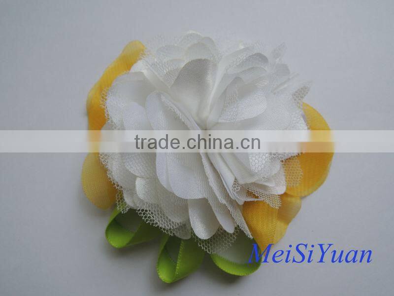 Purple chiffon mesh flower for garment