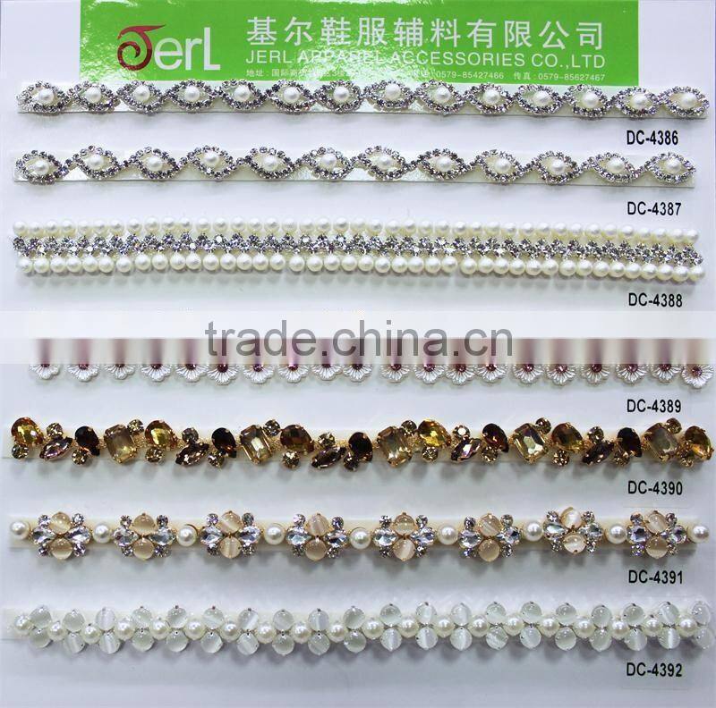 2016 fashion jewelry crystal stone resin beaded rhinestone chain trimming for dress