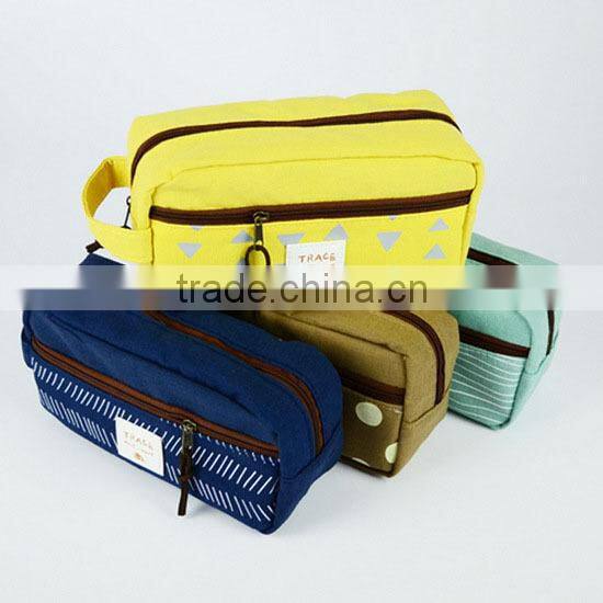 clear customizable fasion stationary large two zipper canvas pencil case with compartments for teenagers