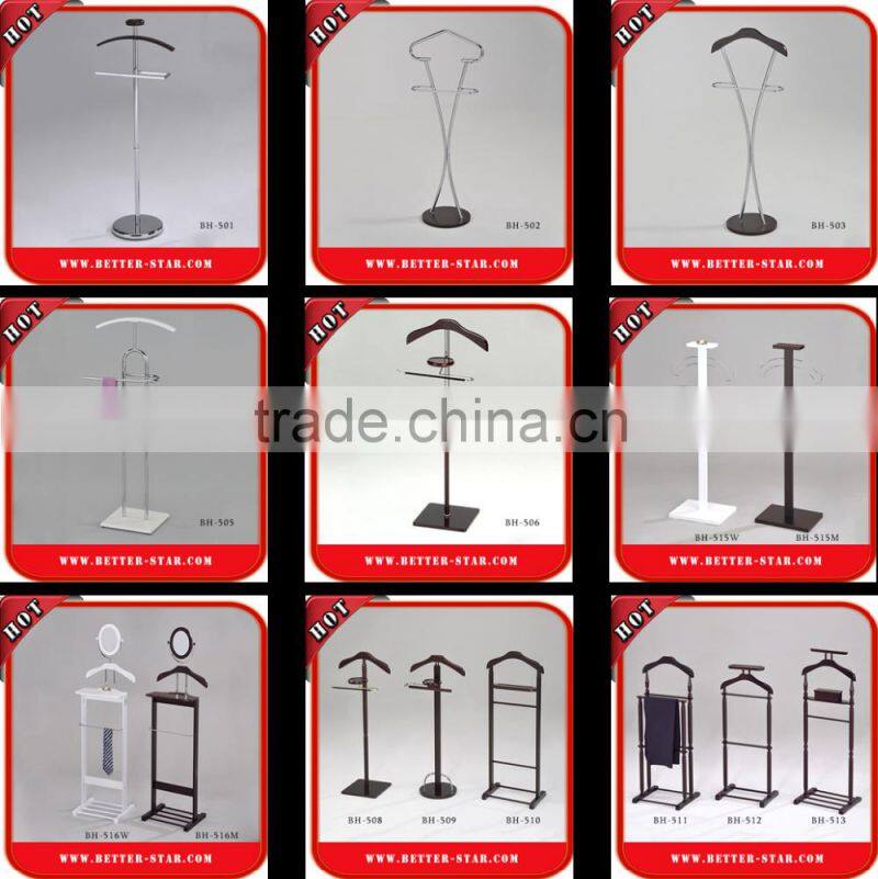 High quality portable bedroom clothes rack valet stand for clothes hat shelf