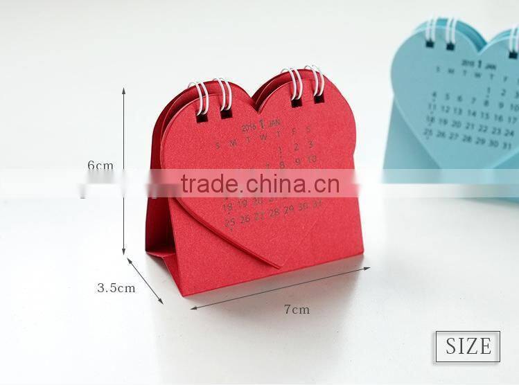 2015 Heart Shaped Desk Calendar/Mini Desktop Calendar/Table Calendar Printing