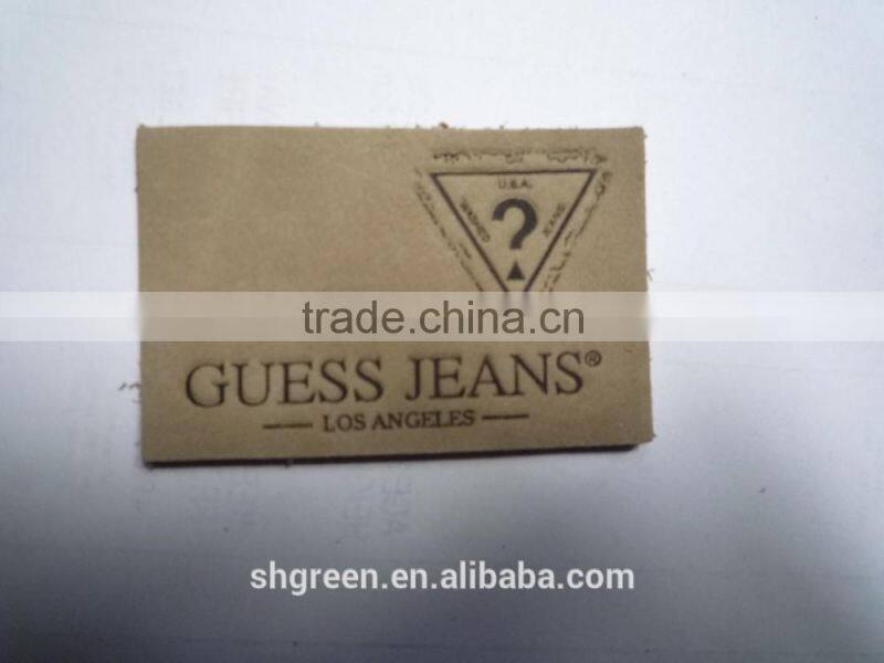 Washable debossed branded leather patch,fake leather label for jeans