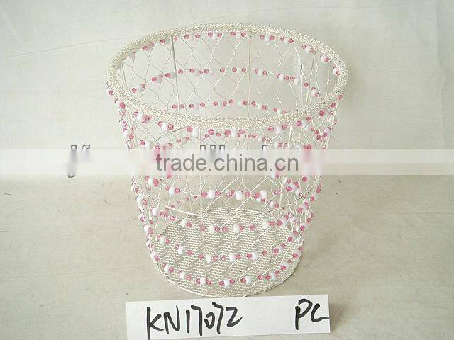 Simple decorative round pink waste bins