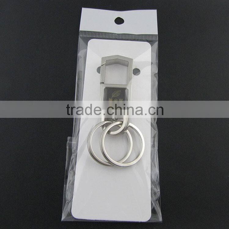 Click Black Leather Keychain Shiny Chrome Plated Metal Man's Strap Key Chain Car Key Ring Holder With Gift Box