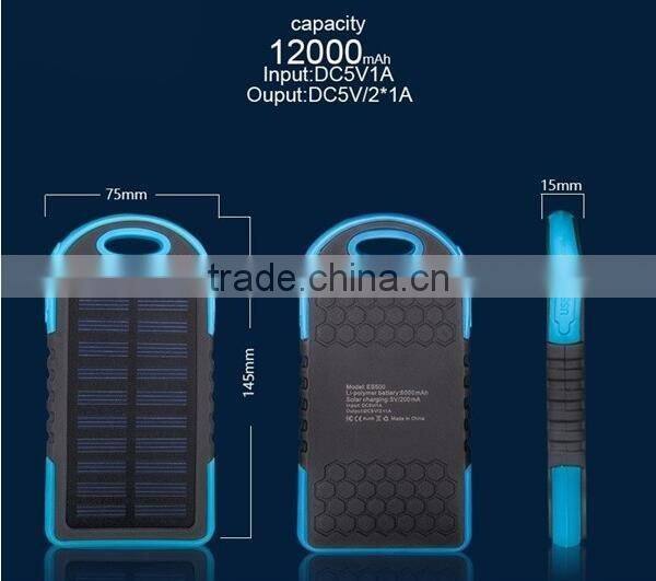 2016 Hotsale Waterproof Solar Power Bank 5000mAh, Portable Solar Charger