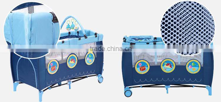 Multi-function baby playpen/playard, baby cot bed with cartoon pattern