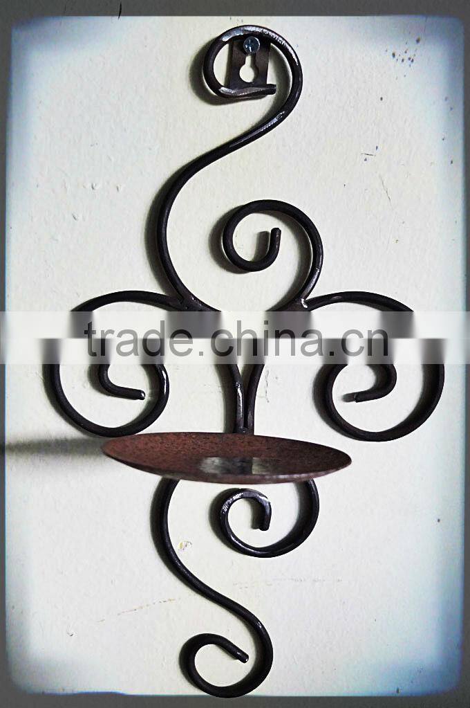 handicrafts Home decor gift cheap candleholder metal wall mounted wrought iron candle holder
