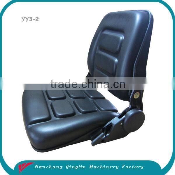 Electric forklift operator seat with foldable backrest