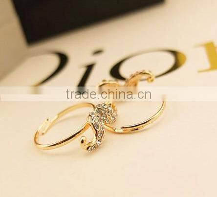 humor and popular smart mustache diamante rings
