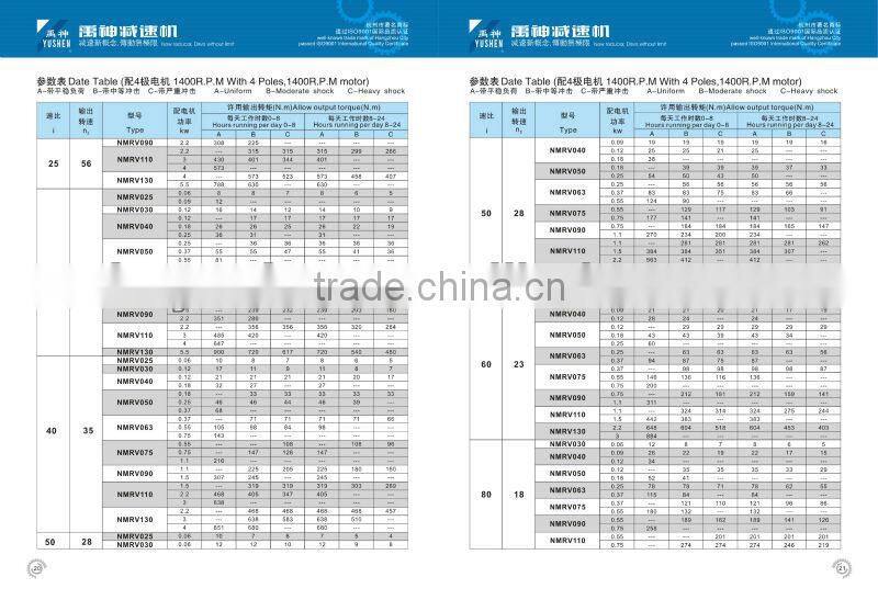RV speed reducers Motovario version with motor mounted