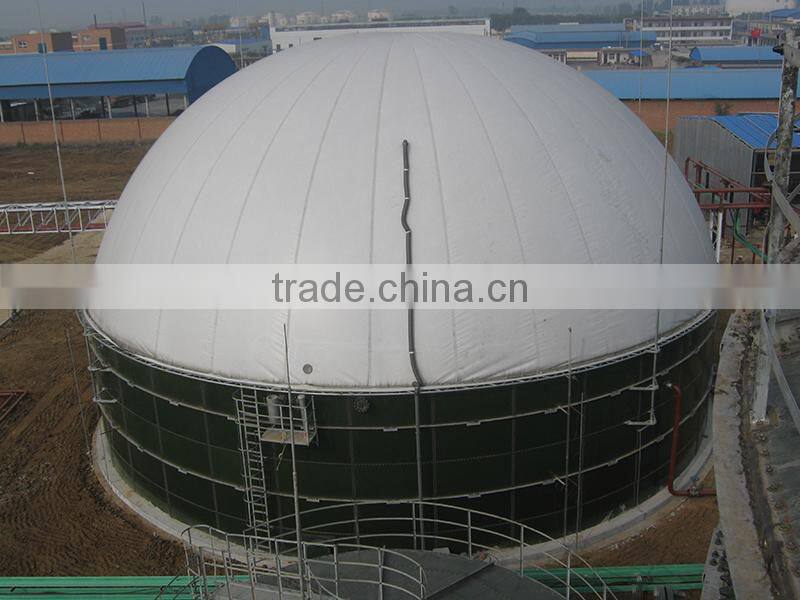 Dual membrane storage gas tank for biogas plant