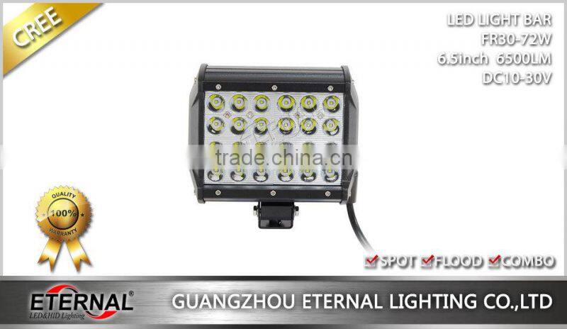 6.5in 72W quad row powersports off road 4x4 ATV UTV racing led light bar driving lamp
