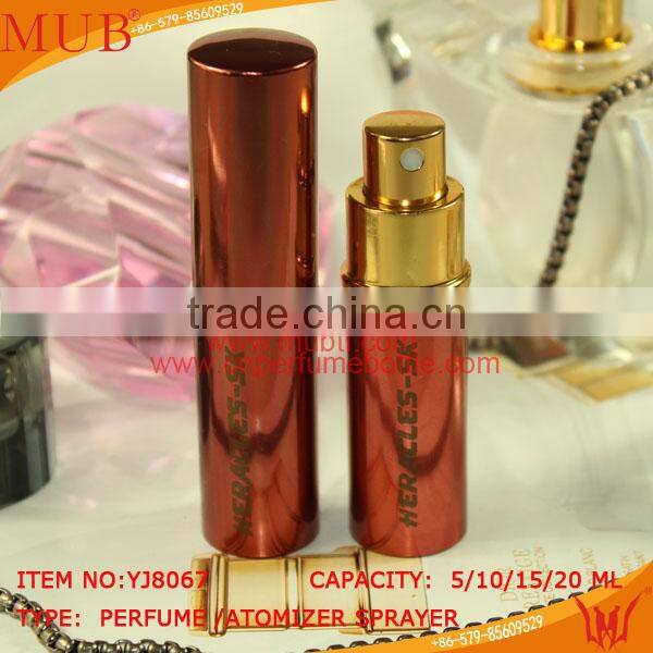 5ml/10ml/15ml/20ml Wine Red Printing Mini Travel Refillable Atomizer metal aluminum empty perfume spray bottles