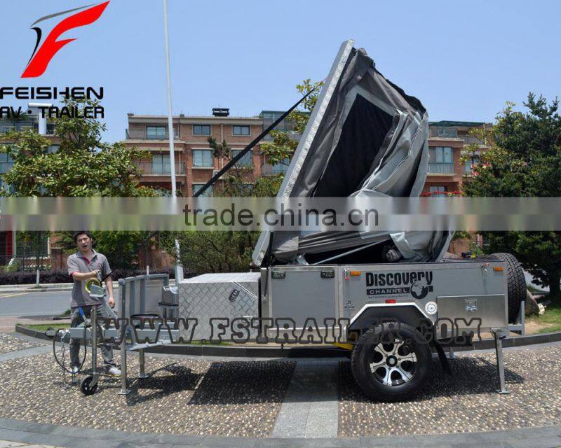 Off-road style foward folding hard floor travel camper trailer with independent suspension and kitchen system