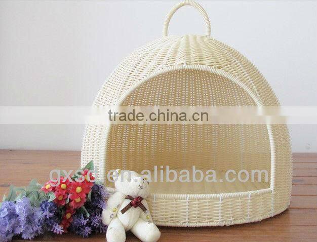 shangdi products oval shaped white rattan luxury dog bed