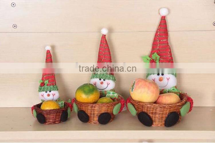 Cute santa claus style wicker gift basket set christmas ornaments 2016