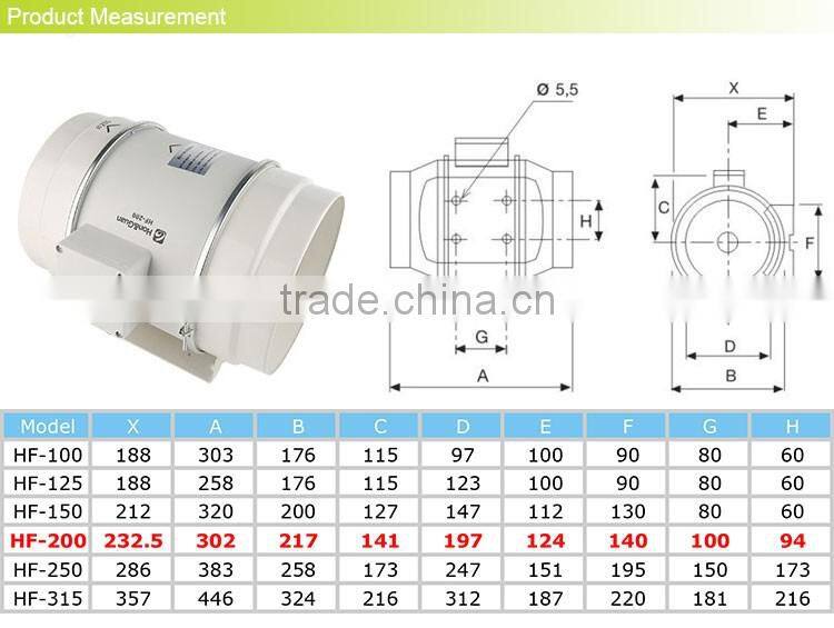 2017 new wholesale 8" silent reversible inline duct exhaust fan (EC Motor supportable)