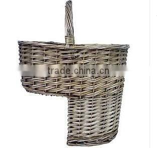 Wicker stair storage basket for magazines and newspaper